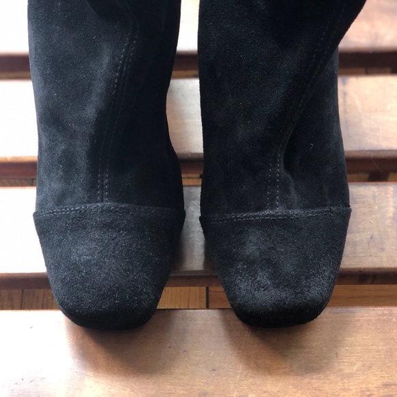 Free People Black Suede Platform Booties 7 - Picture 2 of 6